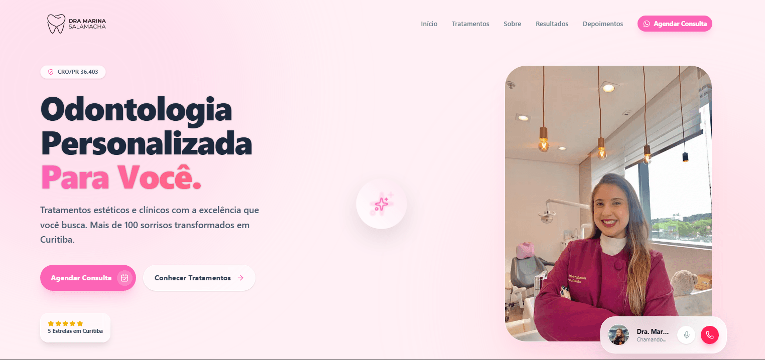 Captura de tela do projeto Dra. Marina Salamacha