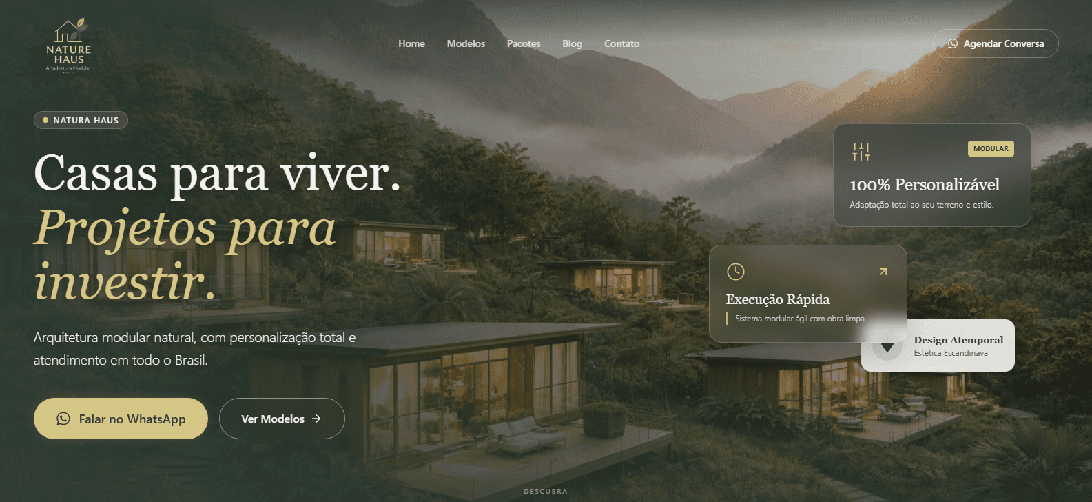 Captura de tela do projeto Nature Haus