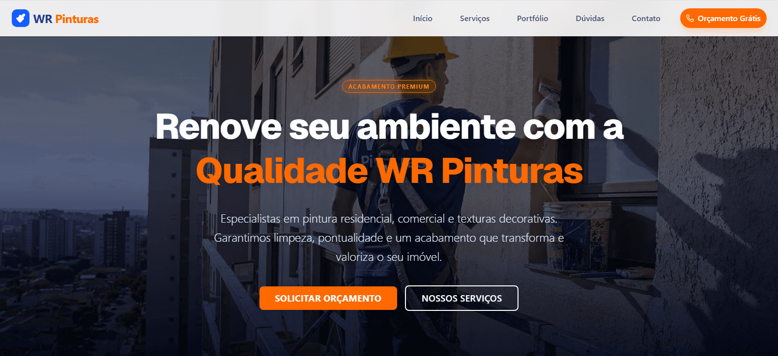 Captura de tela do projeto WR Pinturas